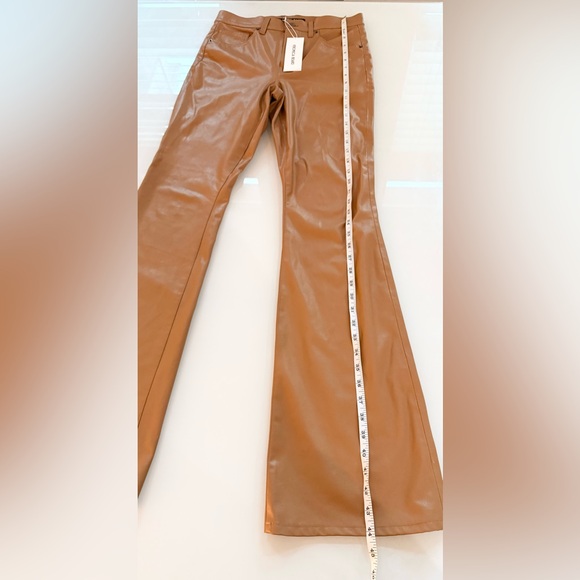 Veronica Beard Beverly Flared Faux Leather Jeans – brown camel  – Size 6- NWT - Picture 10 of 14